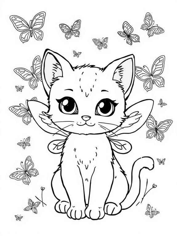 fairy cat and butterflies