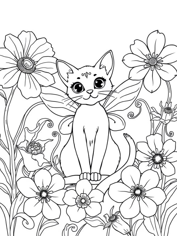 fairy cat with flowers