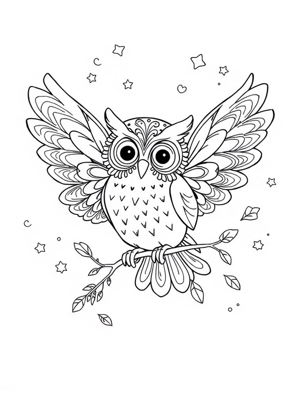 fairy owl flying illustration