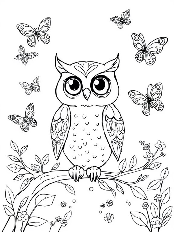 fairy owl with butterflies