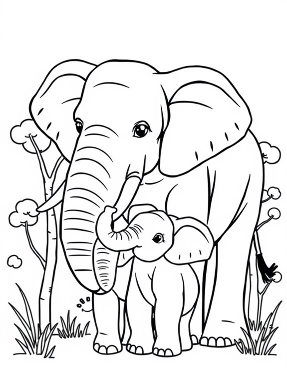 family elephants coloring page