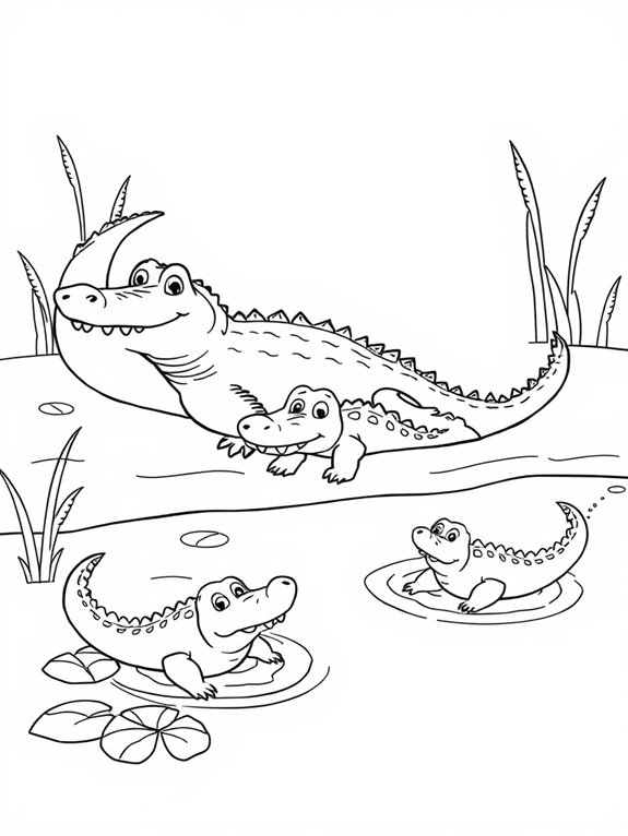 family of crocodiles coloring