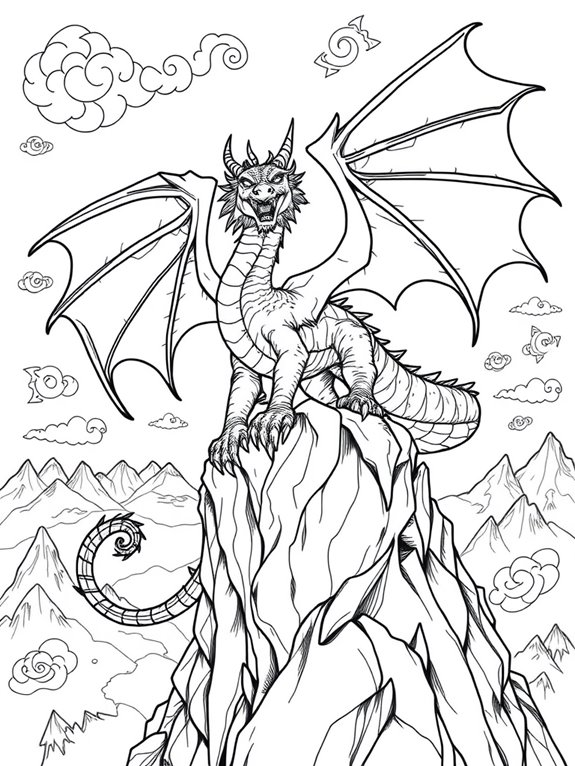 fantasy dragon coloring page