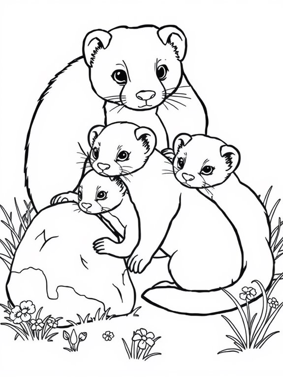 ferret family coloring page