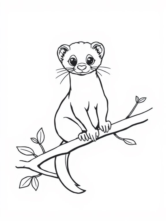 ferret perched on branch