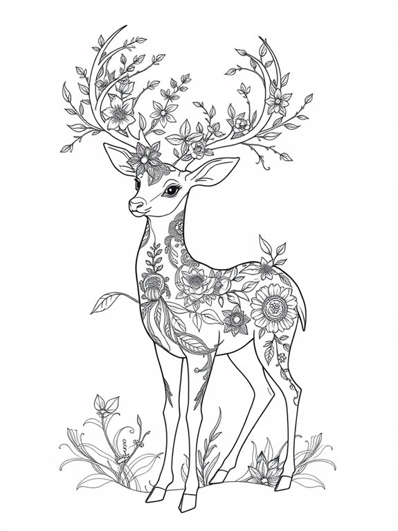 floral patterned mystical deer