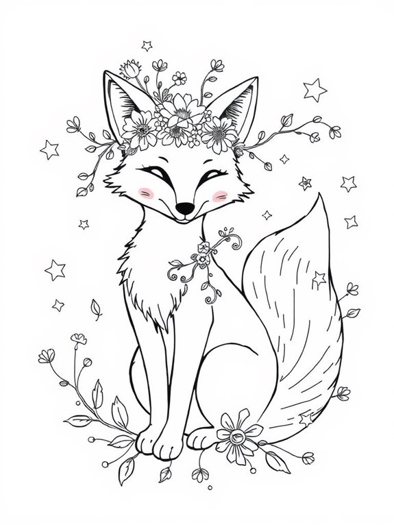 flower crowned magical fox