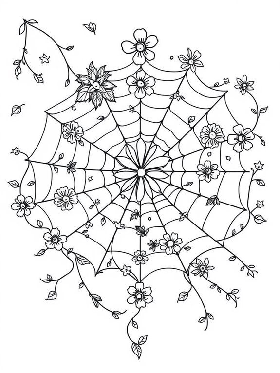 flower themed spider web