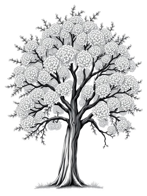 flowering elm tree illustration