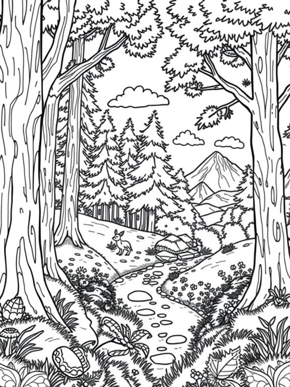 forest line art coloring