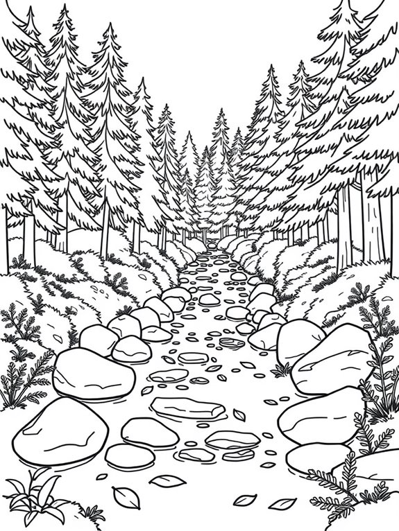 forest stream and rocks