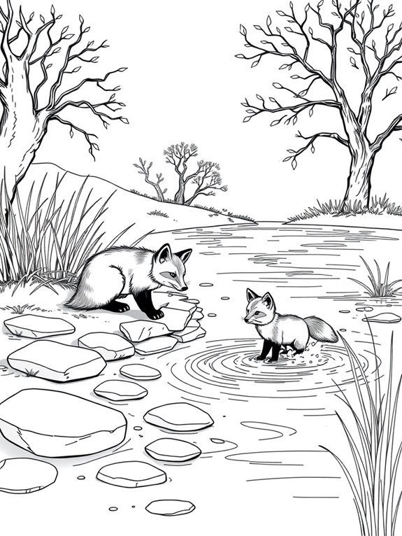 foxes by the river