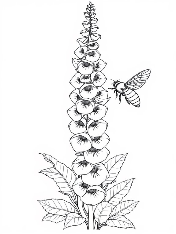 foxglove and bee illustration