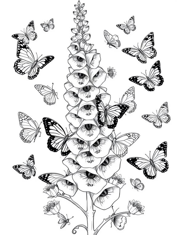 foxglove and butterflies design