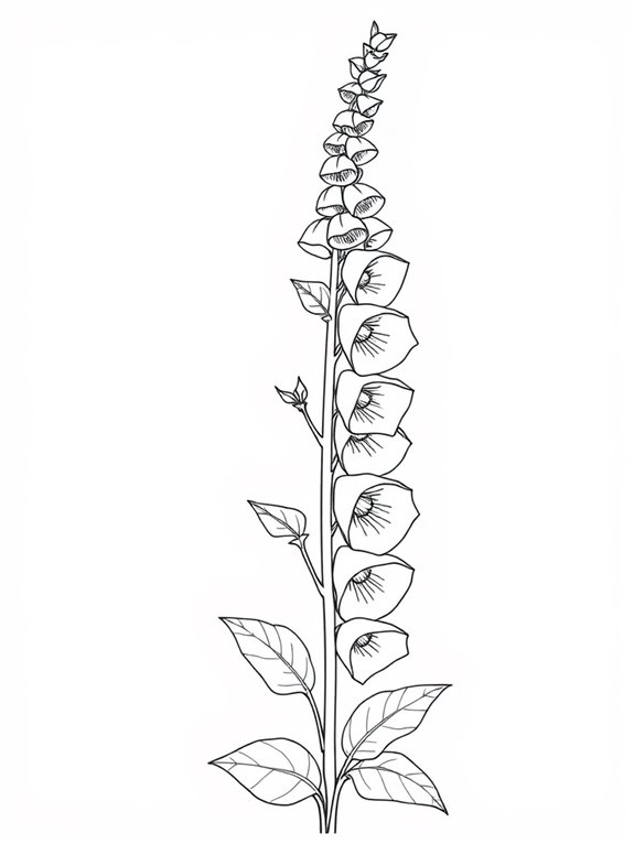 foxglove flower coloring page