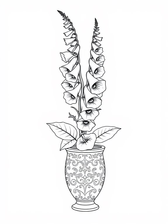 foxglove plant coloring page