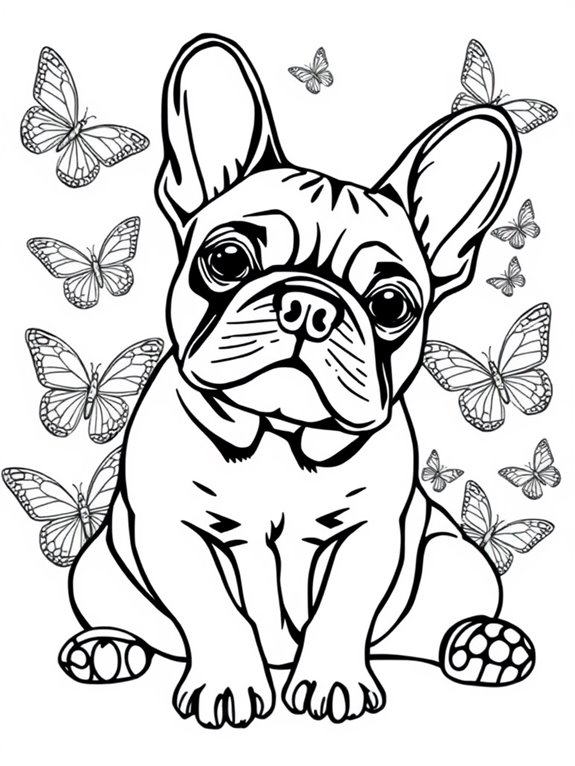 french bulldog butterfly art