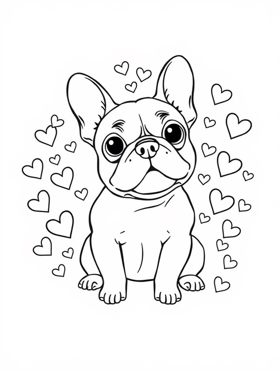 french bulldog heart coloring