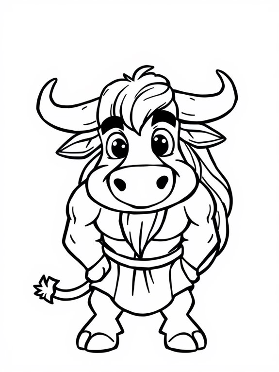 friendly minotaur coloring page