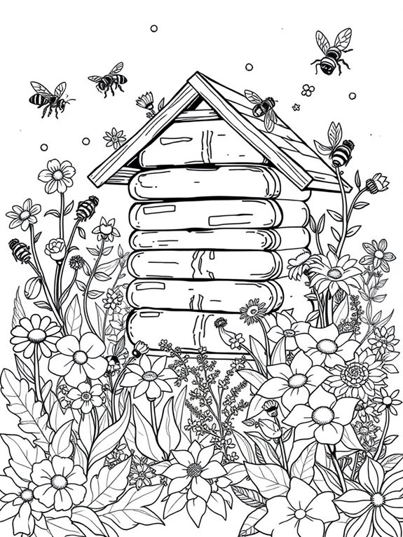 garden beehive coloring page