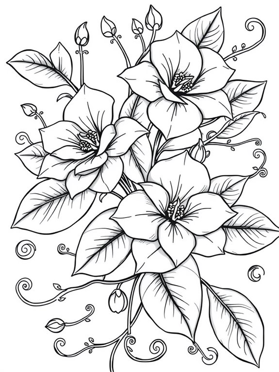 gardenia floral design coloring