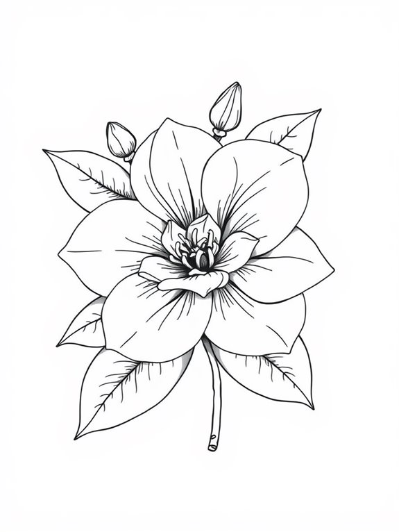 gardenia flower coloring page