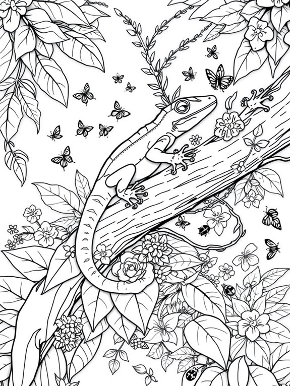 gecko nature coloring page