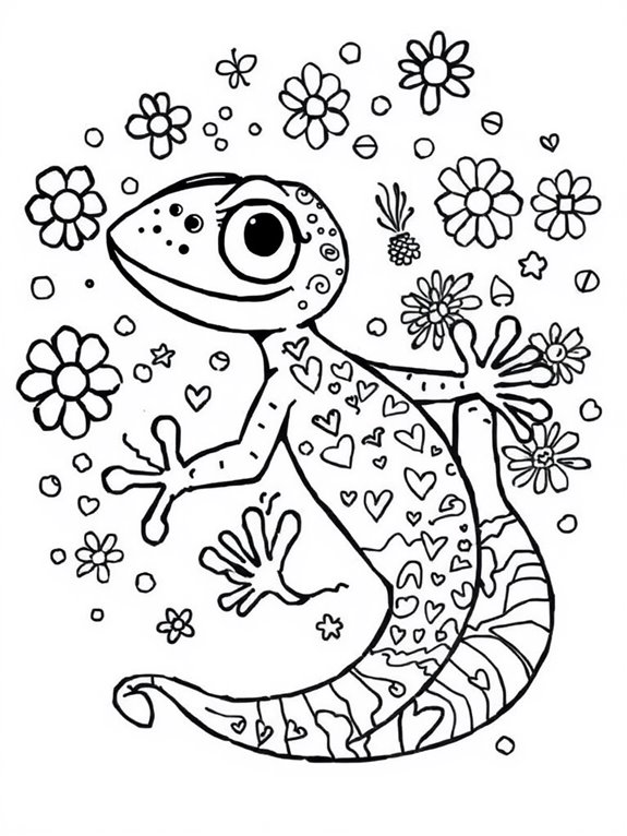 gecko whimsical doodle coloring