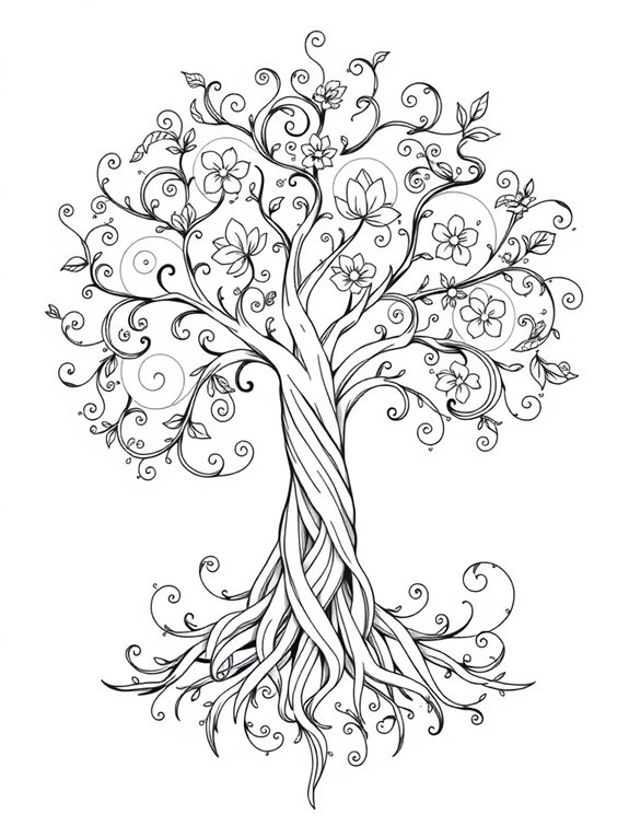 gentle swirls tree coloring