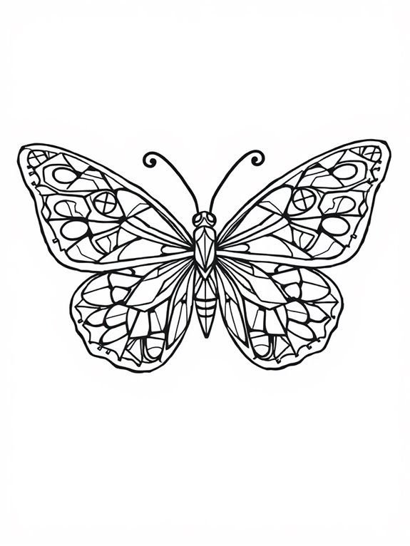 geometric butterfly coloring page