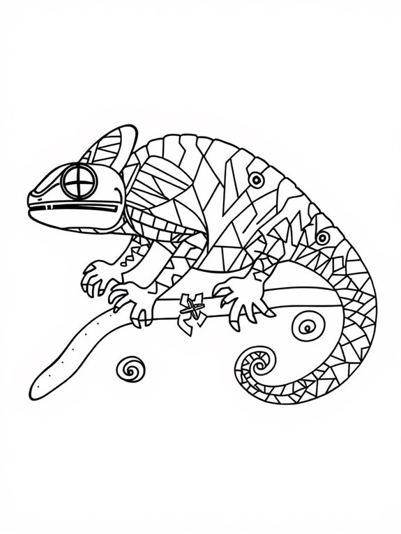 geometric chameleon coloring page