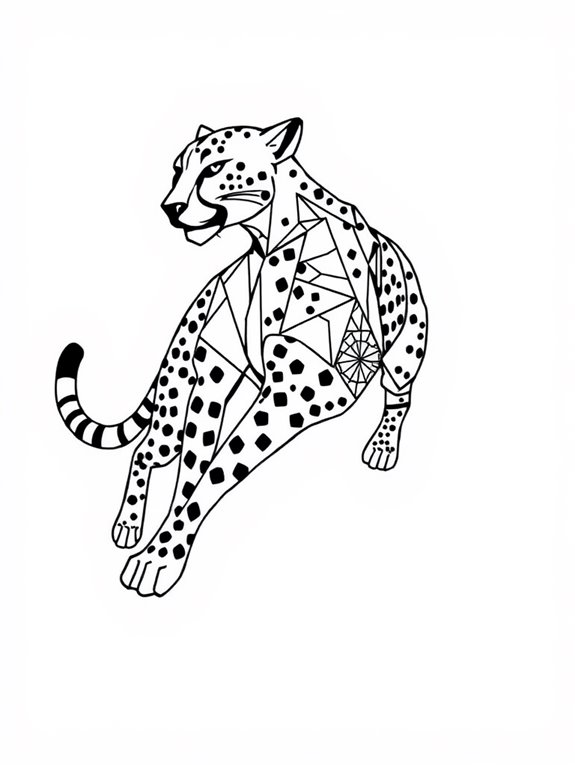 geometric cheetahs coloring page