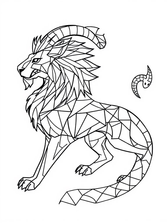 geometric chimera coloring page