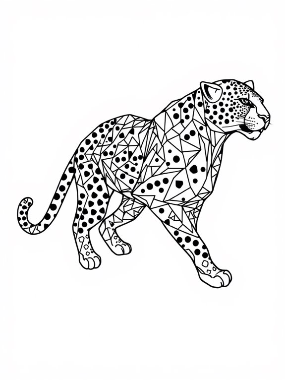 geometric leopard coloring page