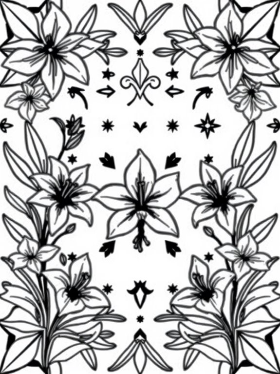 geometric lily coloring page