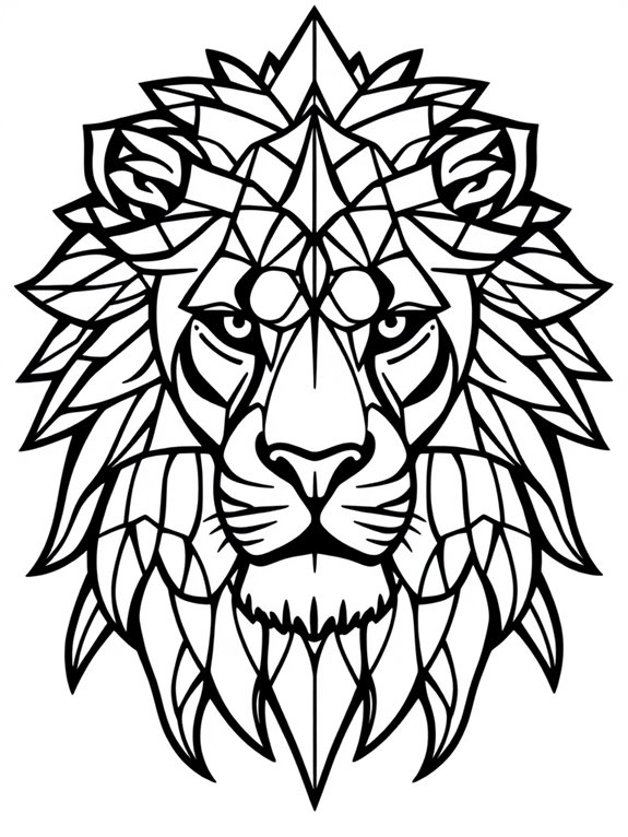 geometric lion coloring page