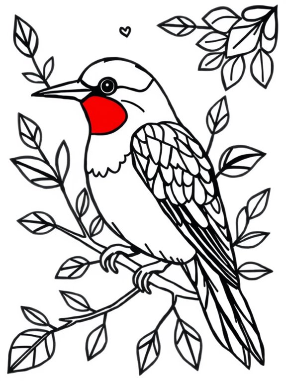 geometric lovebird coloring page