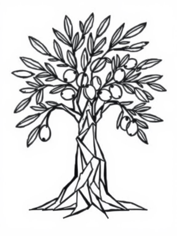 geometric olive tree design