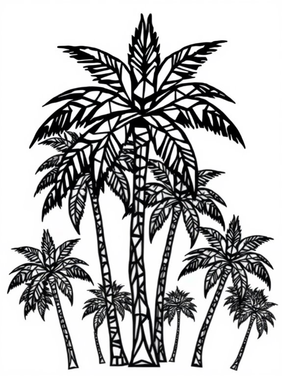 geometric palm tree design