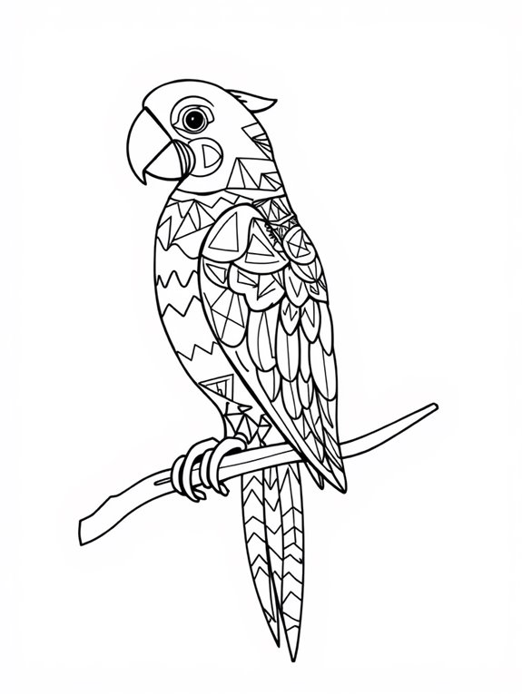 geometric patterned parrot design