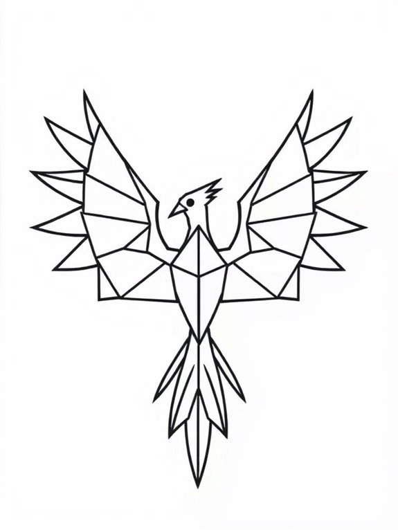 geometric phoenix coloring page