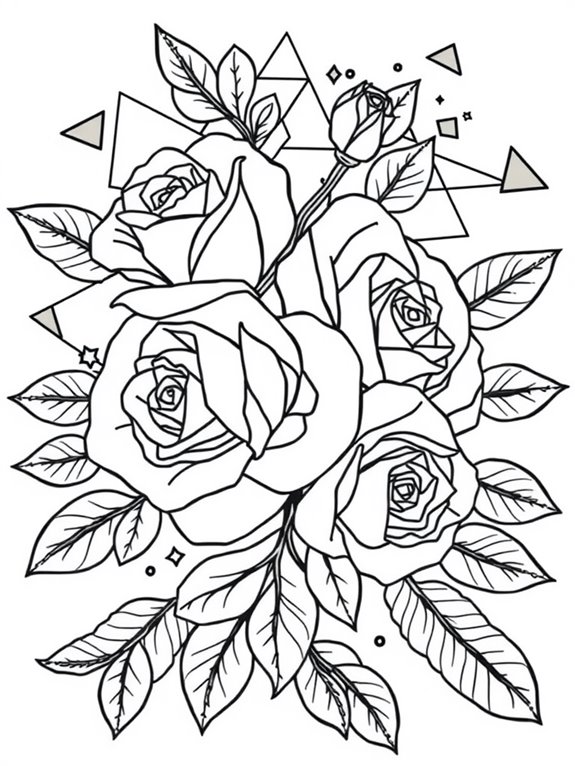 geometric rose coloring page