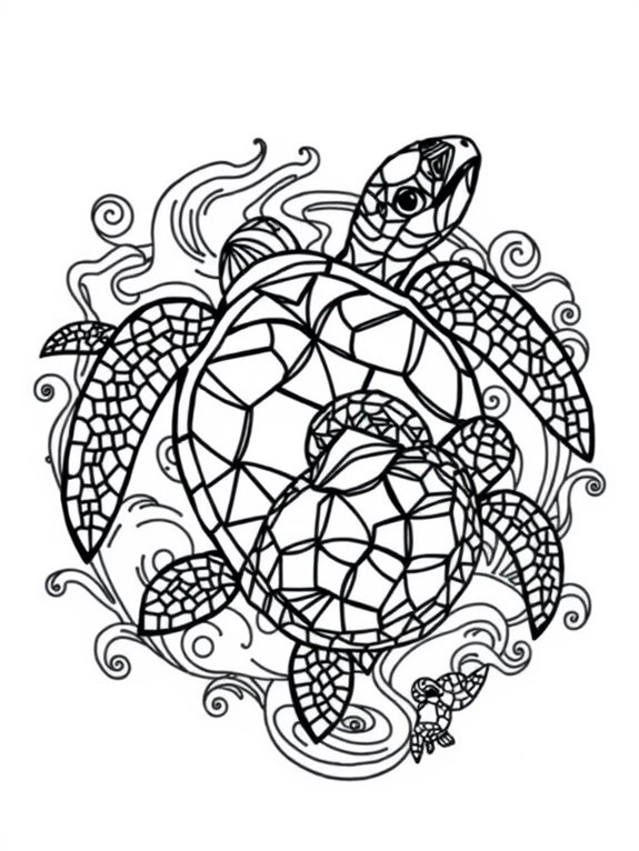 geometric turtle coloring page