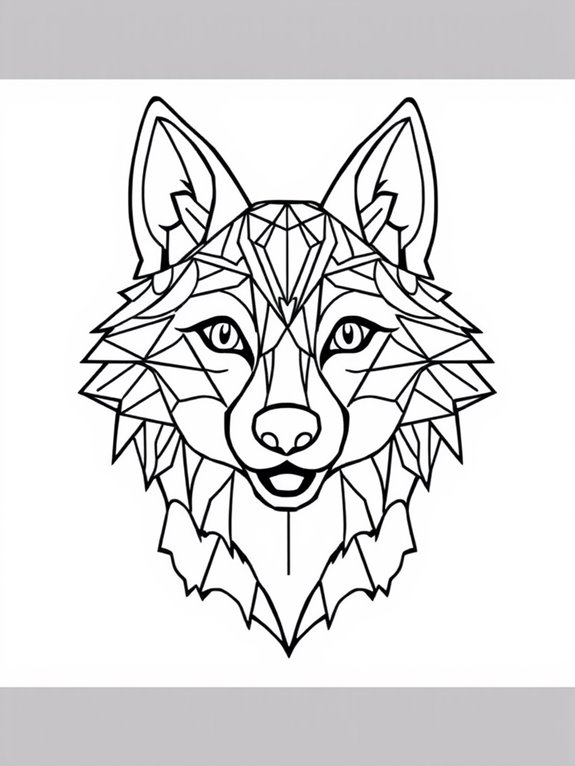 geometric wolf coloring page