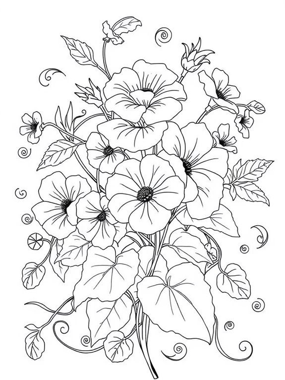 geraniums nature inspired coloring page