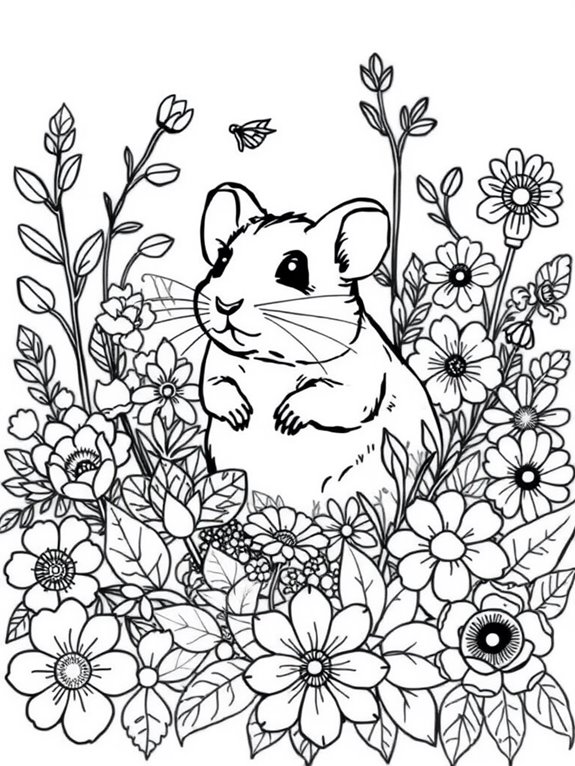 gerbil amidst floral garden