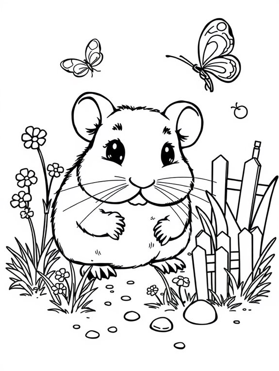 gerbil in miniature garden