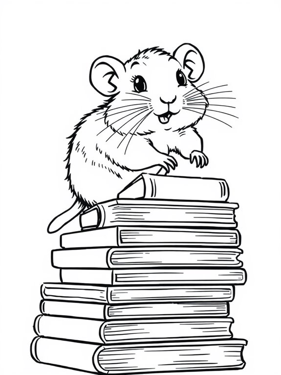 gerbil on books illustration