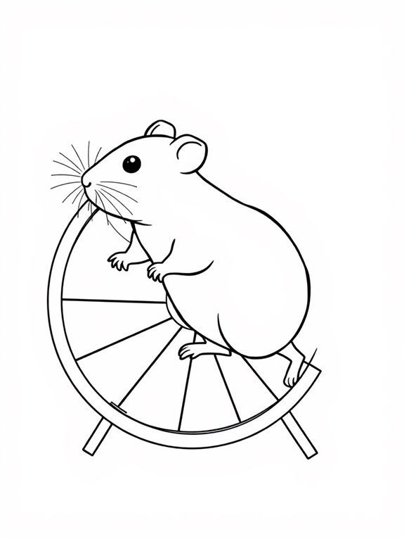 gerbil on wheel coloring page