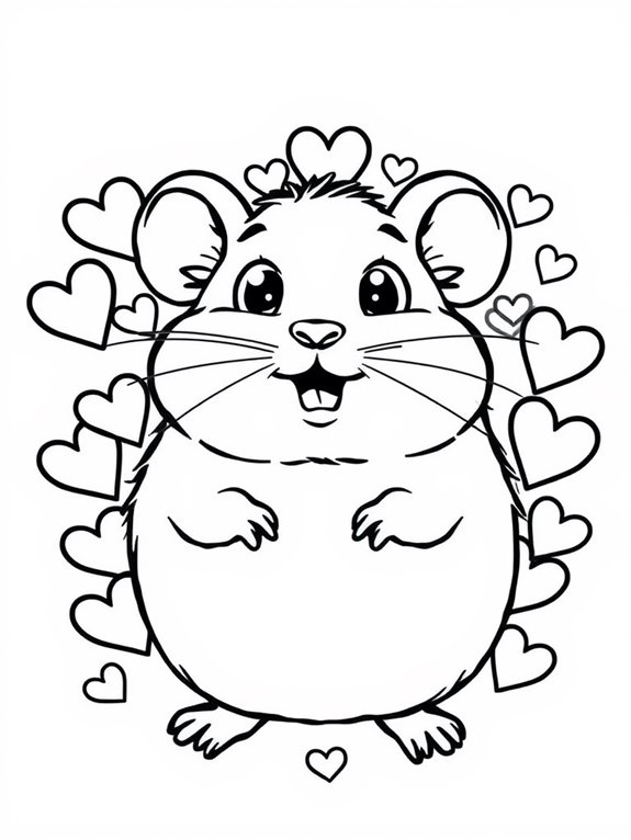 gerbil surrounded by hearts